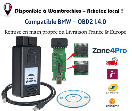 Câble/Interface Diagnostic BMW OBD2 1.4.0 – Scanner Code pour BMW (Remise à Wambrechies & Livraison Europe)