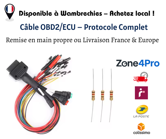Câble OBD2/ECU – Protocole Complet 16 Broches | Wambrechies & Livraison Europe